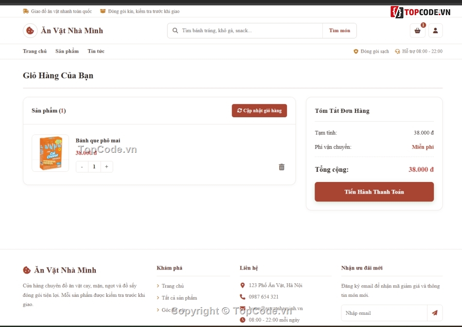 Website đồ ăn,bán đồ ăn vặt,đồ ăn